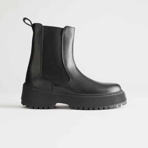 Chunky Leather Chelsea Boots - Black